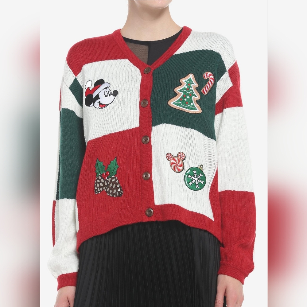 Her Universe Red and Green Cardigan with Christmas Designs